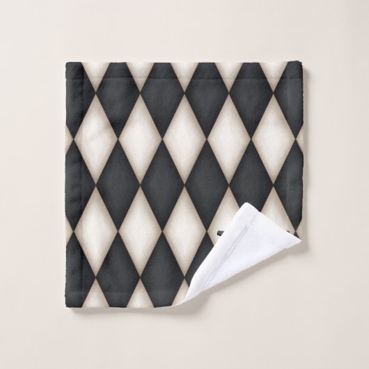 Zwart-wit Harlequin Dramatic 3-D Monogram Bad Handdoek (Wasdoekje)