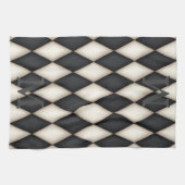 Zwart-wit Harlequin Dramatic 3-D Monogram Theedoek (Horizontaal)