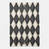 Zwart-wit Harlequin Dramatic 3-D Monogram Theedoek (Verticaal)