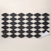 Zwart-wit Harlequin Dramatic 3-D Monogrammen Strandlaken (Voorkant)