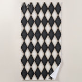 Zwart-wit Harlequin Dramatic 3-D Monogrammen Strandlaken (Voorkant)