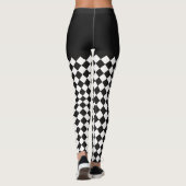 Zwart Wit Harlequin Mad Hatter Halloween Kostuum Leggings (Achterkant)