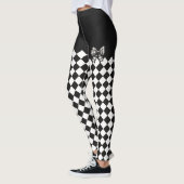 Zwart Wit Harlequin Mad Hatter Halloween Kostuum Leggings (Links)