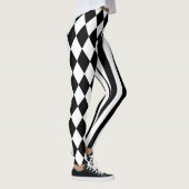Zwart Wit Harlequin Mannen Leggings (Rechts)