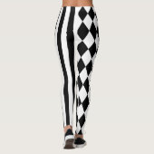 Zwart Wit Harlequin Mannen Leggings (Achterkant)