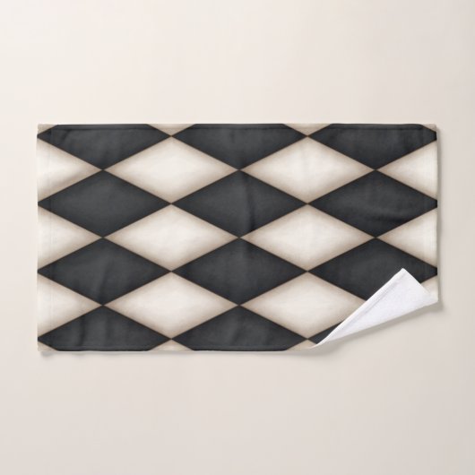 Zwart-wit Harlequin Patroon Elegant gecontroleerd Bad Handdoek (Handdoek)