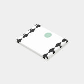 Zwart wit Harlequin Patroon, Mint Groen Monogram Post-it® Notes (Schuin)