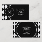 Zwart wit Harlequin Patroon, Uw Initiaal Visitekaartje (Voorkant / Achterkant)