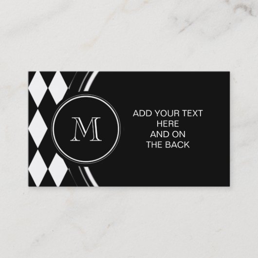Zwart wit Harlequin Patroon, Uw Initiaal Visitekaartje (Voorkant)