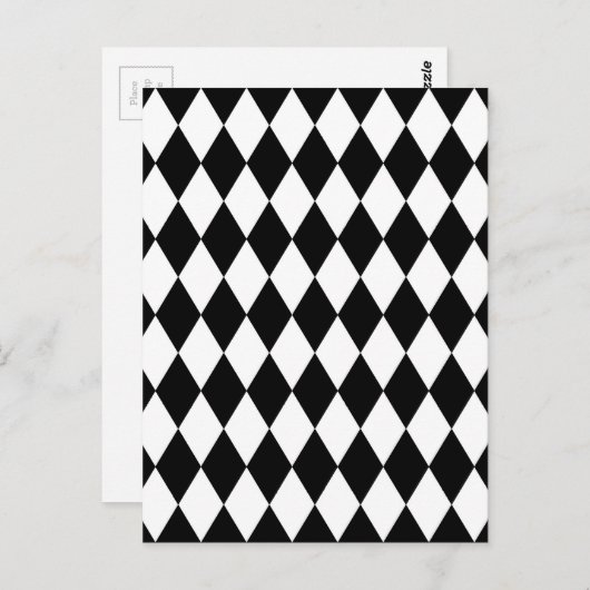 Zwart-wit Harlequin Pattern Briefkaart (Voorkant / Achterkant)
