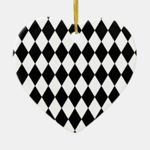 Zwart-wit Harlequin Pattern Keramisch Ornament