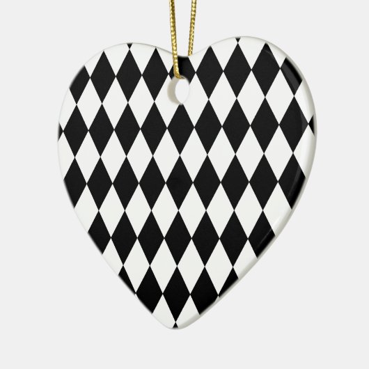 Zwart-wit Harlequin Pattern Keramisch Ornament (Links)