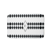 Zwart wit Harlequin Pattern Monogram Badmat (Voorkant)