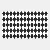 Zwart-wit Harlequin Pattern Rechthoekige Sticker (Voorkant)