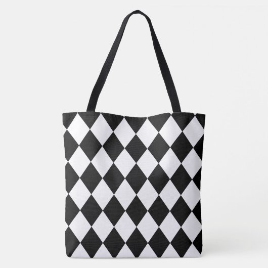 Zwart-wit Harlequin Pattern Tote Bag (Achterkant)