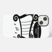 Zwart-wit harpmonogram iPhone hoesje (Achterkant horizontaal)