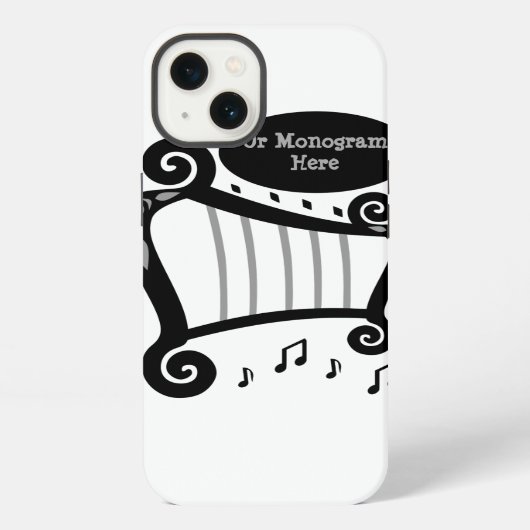 Zwart-wit harpmonogram iPhone hoesje (Achterkant)