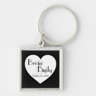 Zwart wit hart aanpasbare eenvoudige sleutelhanger