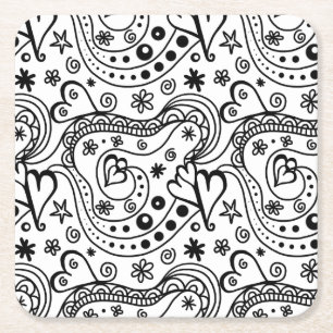Zwart-wit hart Abstract Kartonnen Onderzetters