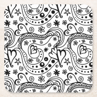 Zwart-wit hart Abstract Kartonnen Onderzetters