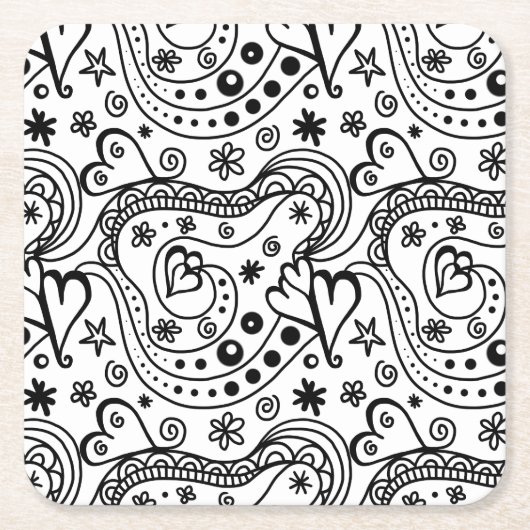 Zwart-wit hart Abstract Kartonnen Onderzetters (Voorkant)
