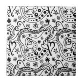 Zwart-wit hart Abstract Tegeltje (Voorkant)