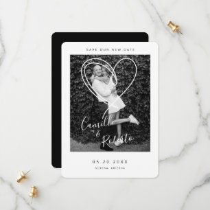 Zwart-wit hart bespaart onze nieuwe moderne datum save the date