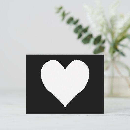 Zwart-wit hart briefkaart (Staand voorkant)