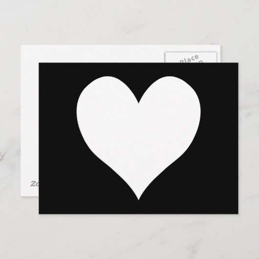 Zwart-wit hart briefkaart (Voorkant / Achterkant)