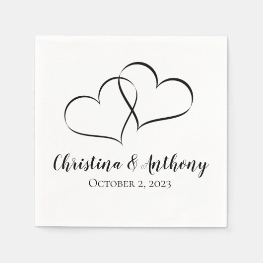 Zwart-wit Hart Custom Paper Napkin Servetten (Voorkant)