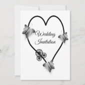 Zwart-wit hart en botervliegen kaart (Voorkant)