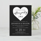 Zwart wit hart gelukkig ooit na feest kaart (Staand voorkant)