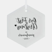 Zwart & Wit Hart Grootouders Eerste Kerstmis Glas Ornament (Achterkant)