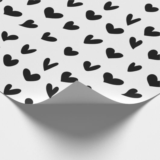 Zwart Wit Hart Patroon Inpakpapier (Hoek)