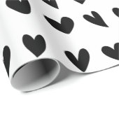 Zwart Wit Hart Patroon Inpakpapier (Rol Hoek)