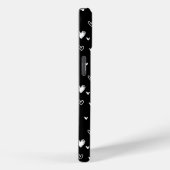 Zwart-wit hart Patroon Monogram Naam Case-Mate iPhone Case (Achterkant / Rechts)