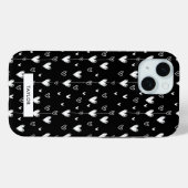 Zwart-wit hart Patroon Monogram Naam Case-Mate iPhone Case (Achterkant (horizontaal))