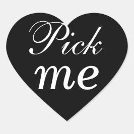 Zwart-wit hart Pick Me Sticker