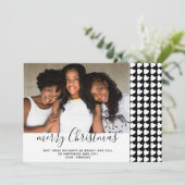 Zwart & Wit Hart Prettig Kerstmis Fotokaart (Staand voorkant)