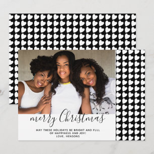 Zwart & Wit Hart Prettig Kerstmis Fotokaart