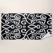 Zwart-wit hart print strandlaken (Voorkant)