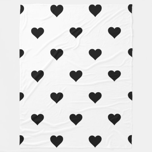 Zwart-wit hart romantische cadeau voor koppels fleece deken (Voorkant)