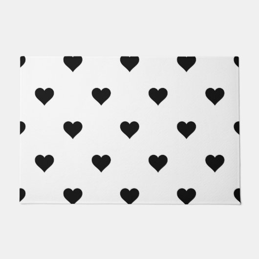 Zwart-wit hart romantische decor voor koppels deurmat (Voorkant)