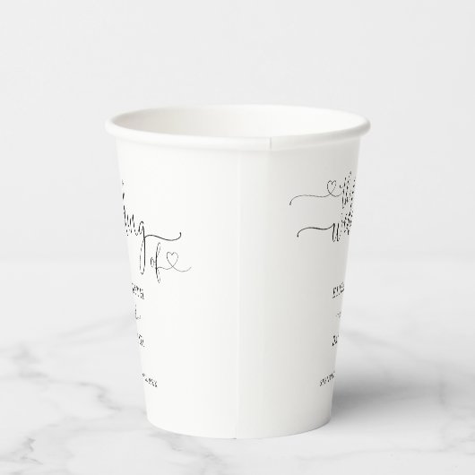 Zwart-wit hart script bruiloft papieren bekers (Rechts)