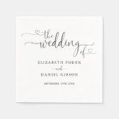 Zwart-wit hart script bruiloft servet (Voorkant)