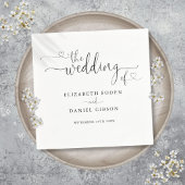 Zwart-wit hart script bruiloft servet