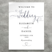 Zwart-wit hart script bruiloft welkom teken poster