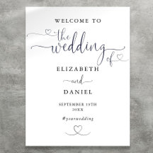 Zwart-wit hart script bruiloft welkom teken