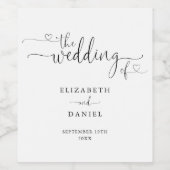 Zwart-wit hart script bruiloft wijn etiket (Enkel label)