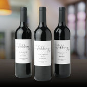 Zwart-wit hart script bruiloft wijn etiket